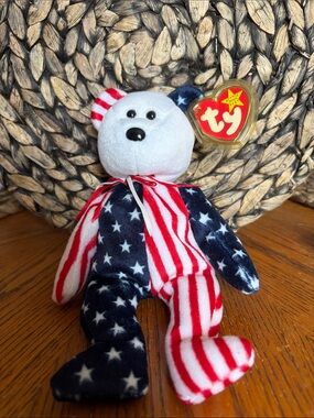 Ty Spangle Patriotic Beanie Bear - Red, White, Blue